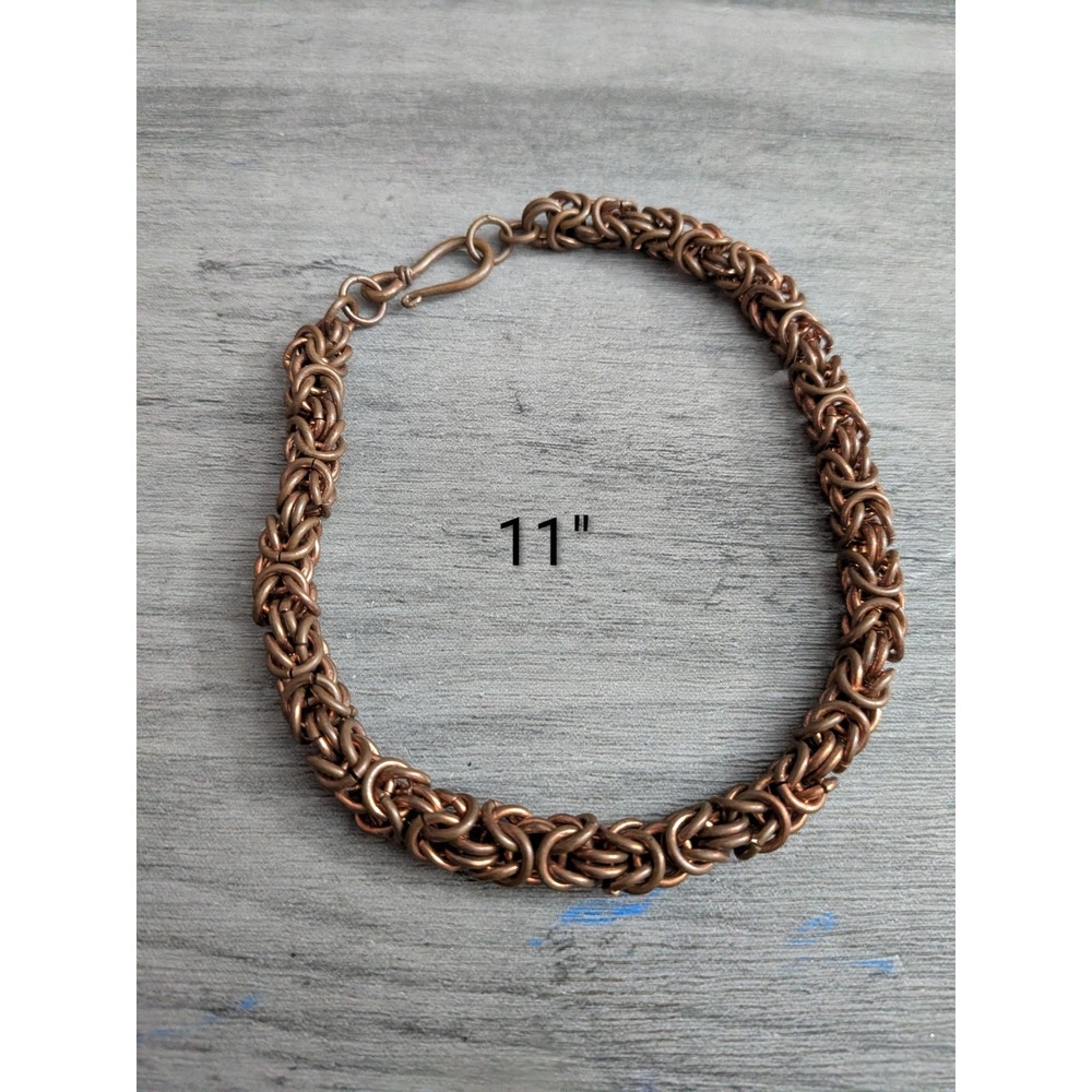 Handcrafted Copper Byzantine Chainmaille Anklet 11 Inch S-Hook Clasp